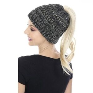 Messy Bun/Pony Tail Beanie Hat